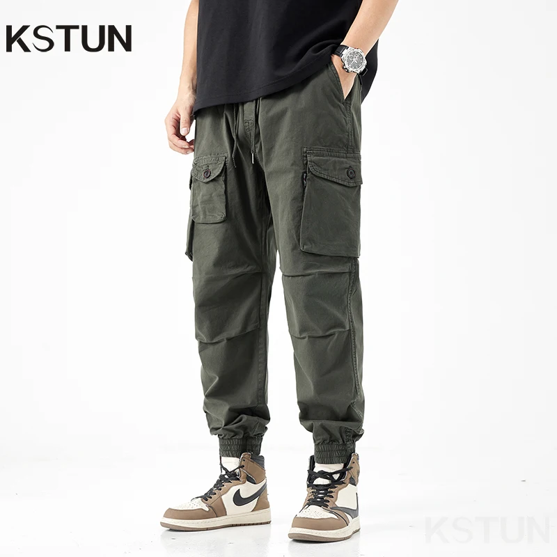 Mens Army Green Loose Pant Joggers Pants Men Cargo Pants Hip Hop Casual Multi-Pockets Sweatpants Male Fashion Trousers Pleated