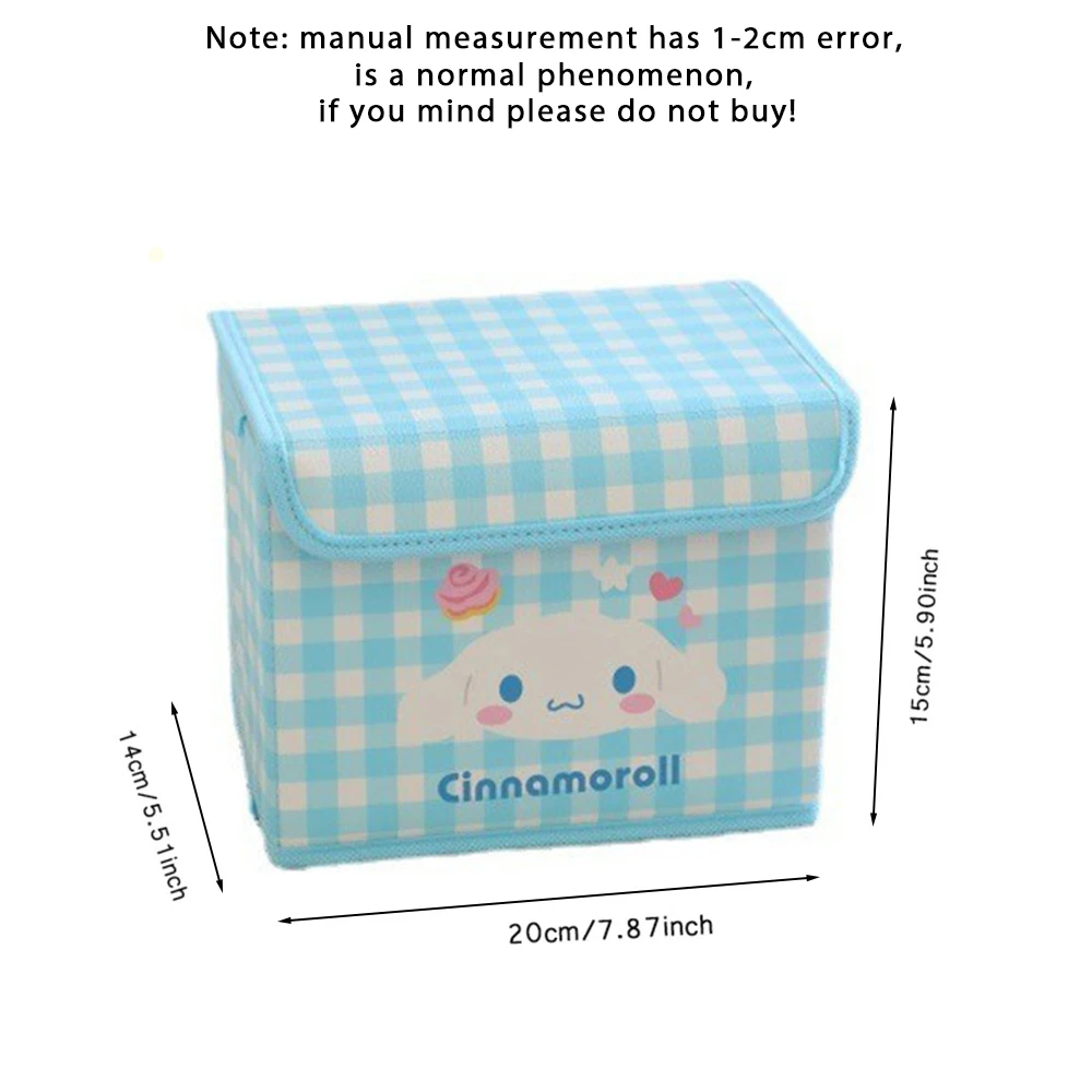 Sanrio Desktop Storage Box Kawaii Cinnamoroll Melody Kuromi Foldable Storage Basket Lid Divided Sorting Boxs Sundry Organizer