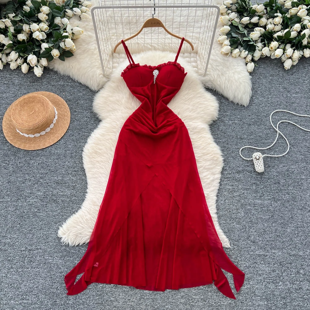 Chic vintage albero commestibile fungo strass elegante fata moda coreana Boho abbigliamento donna vestito