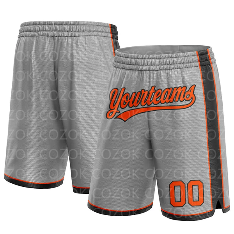 Custom Gray Black Authentic Basketball Shorts 3D Printed Men Shorts Your Name Mumber Quick Drying Beach Shorts