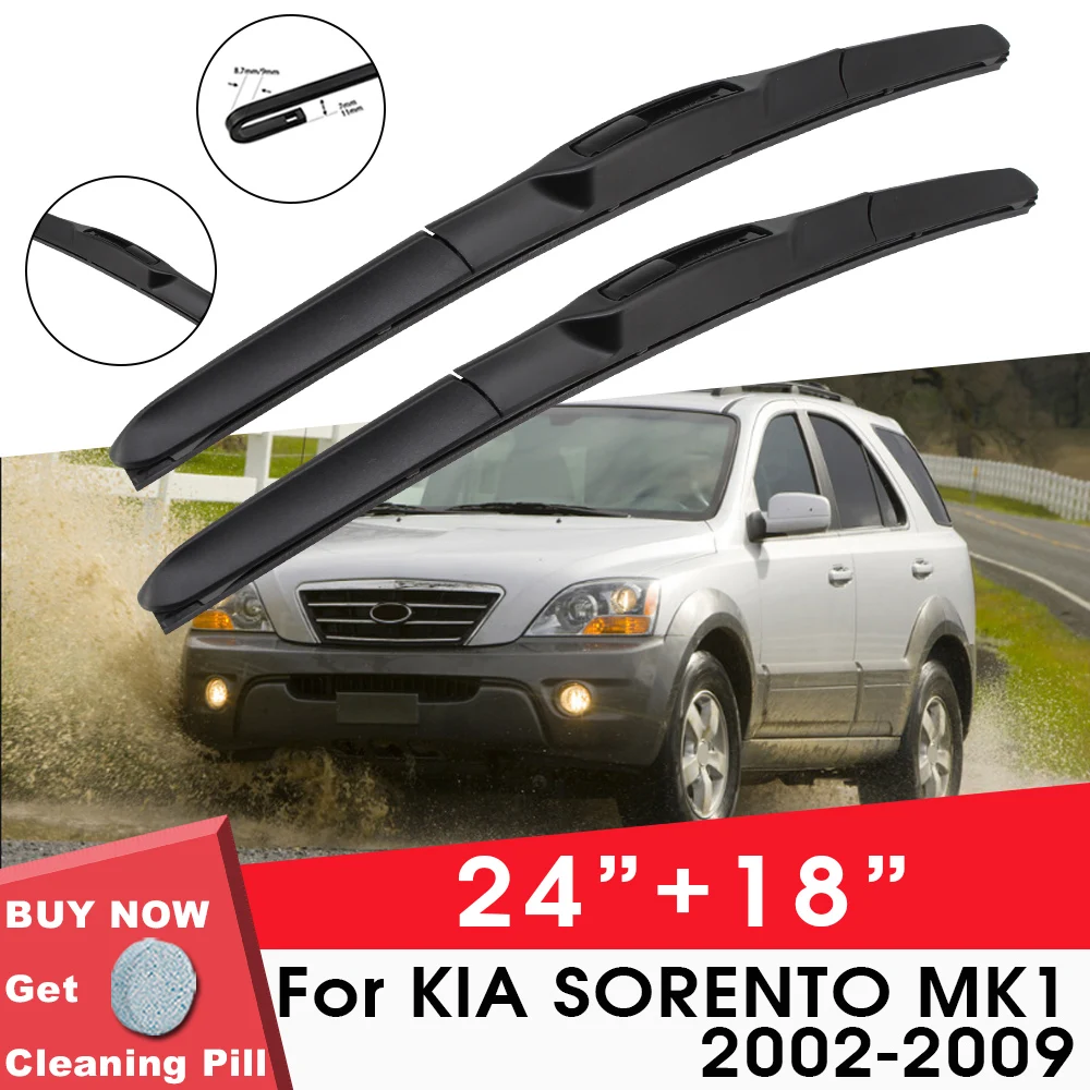 Car Wiper Blade Front Window Windshield Rubber Silicon Refill Wiper For KIA SORENTO MK1 2002-2009 LHDRHD 24