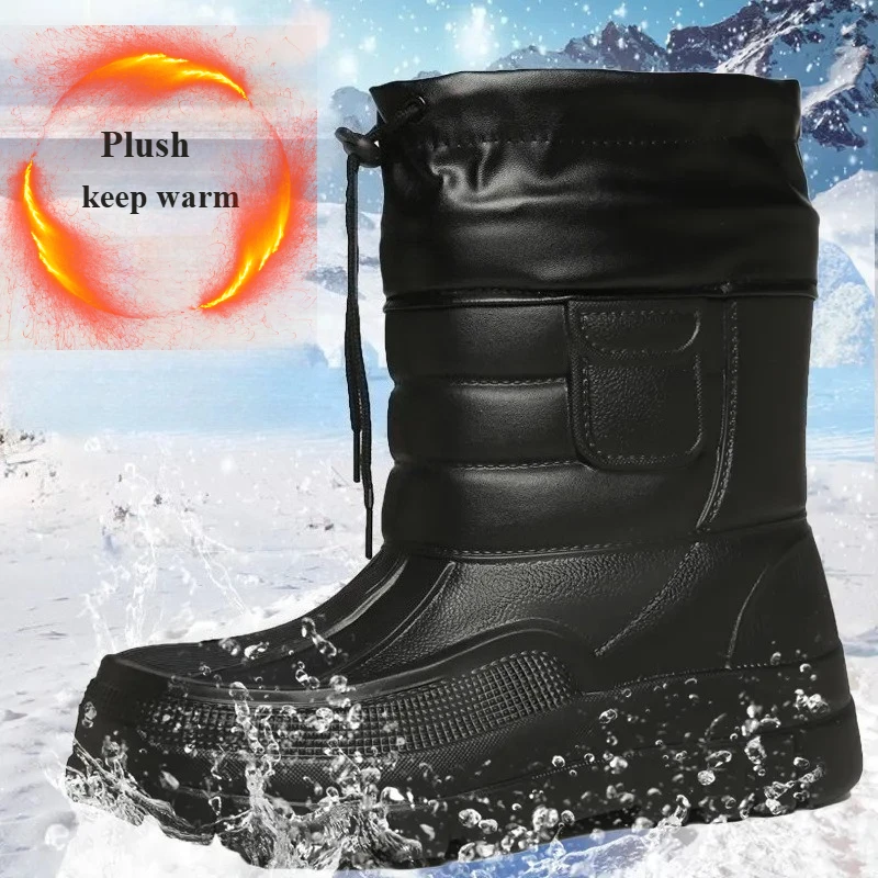 

Winter Men's Boots Plush Thickened Mens Cotton Shoes Keep Warm Snow Boots Comfortable Platform Men Shoes Non Slip Zapatos Hombre