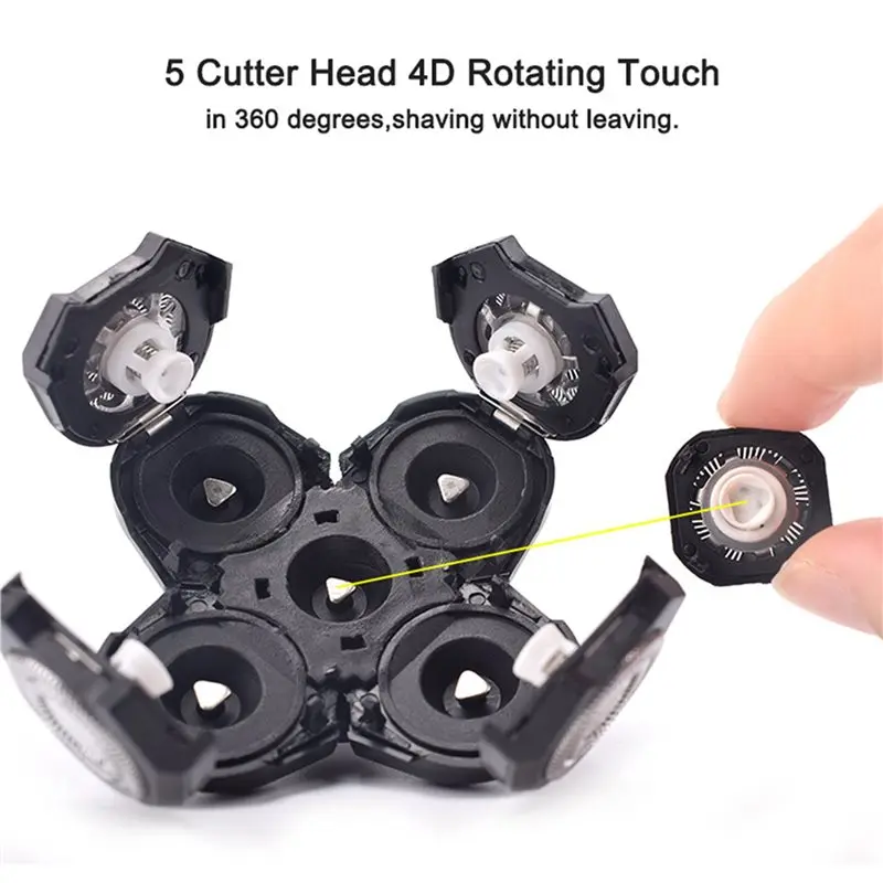B02C-6PCS Replacement Shaver Head Electric Shaver 5 Cutter Floating Head Waterproof Stainless Steel Blade