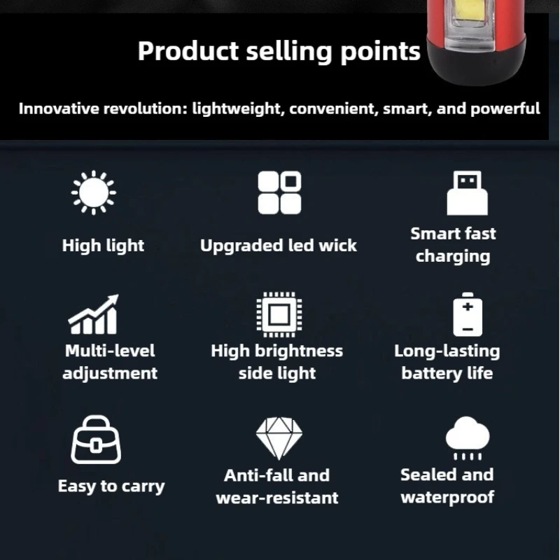 크로스보더 신형 XPE COB 손전등, TYPE-C 충전, 펜 클립, 자석, 휴대용 경량 펜 라이트 소형 손전등