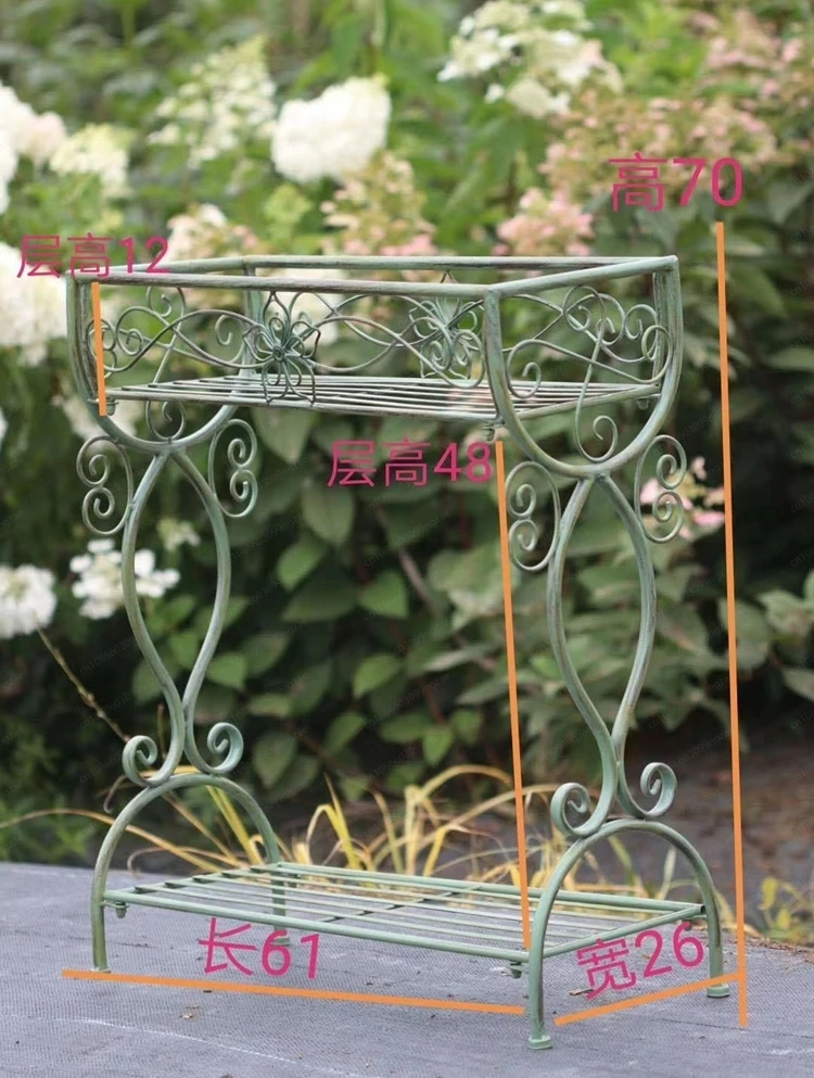 Retro Wrought Iron Double Layer Flower Trough 2 Color