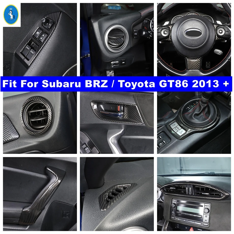 

Carbon Fiber Look Car Air AC Door Handle Bowl Glass Lift Button Gear Panel Cover Trim For Subaru BRZ / Toyota GT86 2013 - 2021