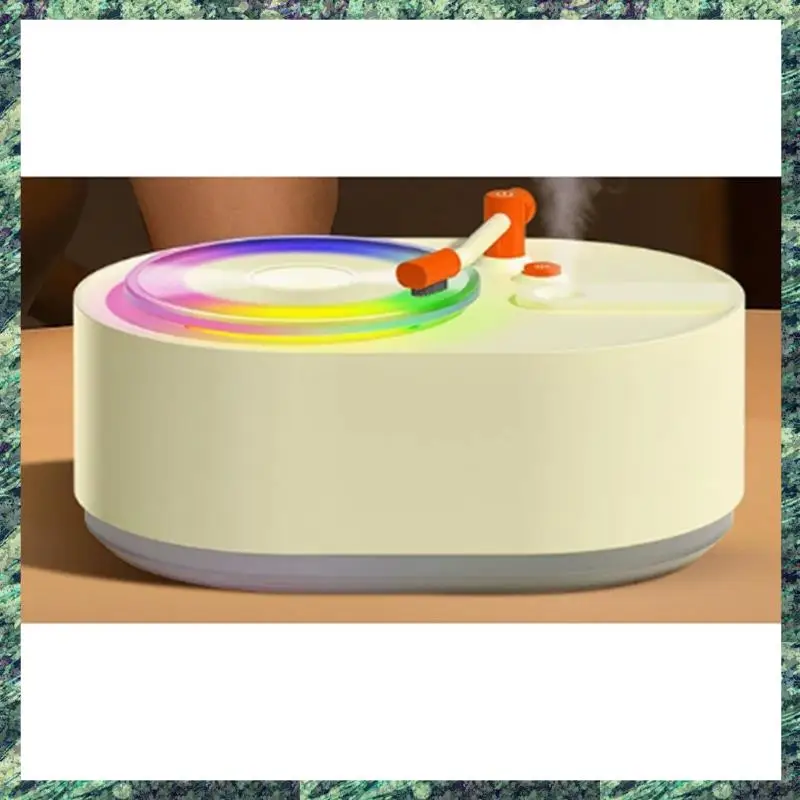 SCLS Pemutar Rekaman Retro Portabel USB Mini Pelembap Udara Kabut Dingin Penyebar Aroma Minyak Esensial dengan Led