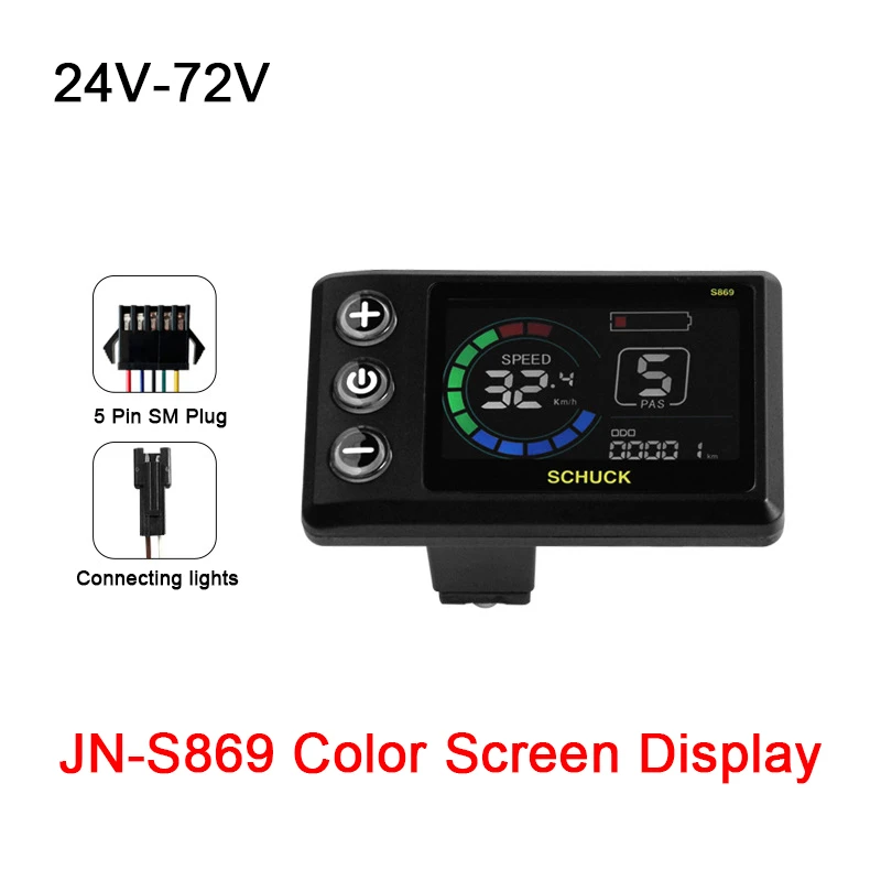 

Bike Display JN S869 LCD Color Screen Display SM Connector 24V-72V Electric Scooter Bicycle Refit Accessories Parts Replace