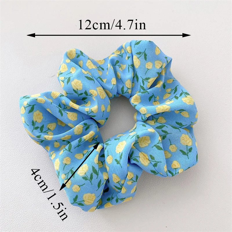 Korean Floral Print Scrunchies Fashion Hairband Hair Rope for Ponytail Holder Elastic Hair Band Sweet Hair Ties Hair Accessories