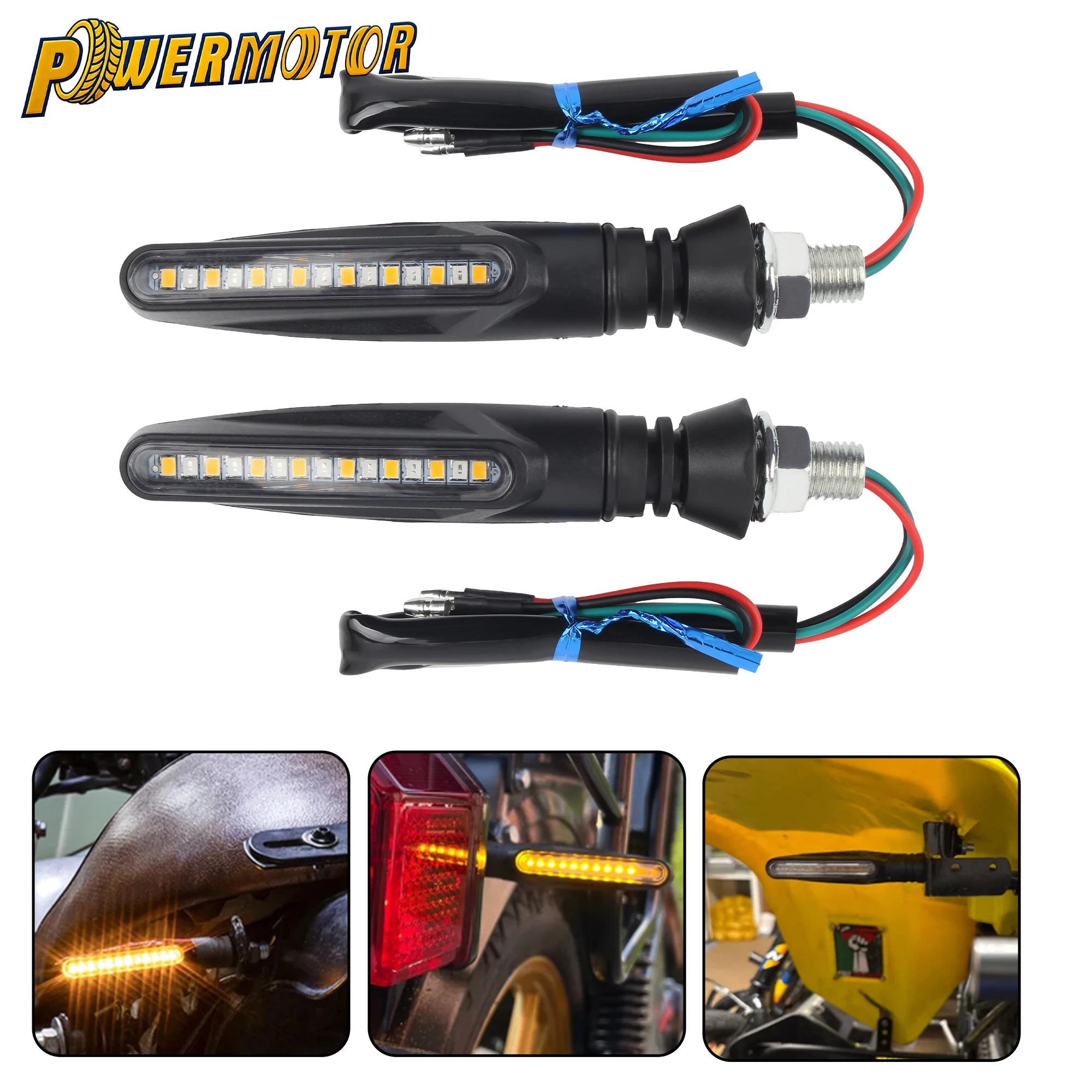 

2PCS Universal Motorcycle 12V LED Turn Signal Indicator Lights M10 Amber Flowing Blinker Light DRL Motocross Scooter Accessories