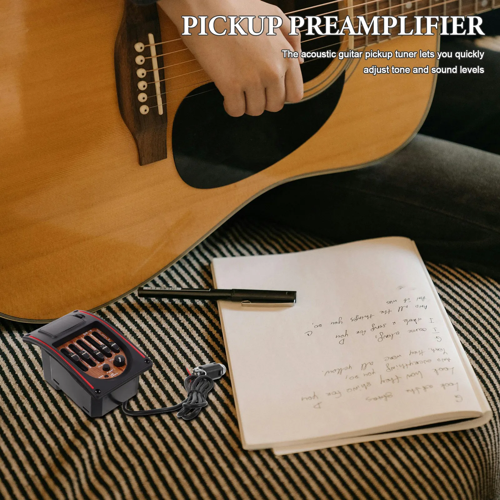 Guitar Pickup Preamp 5 Band Acoustic Guitar Preamplifier Preamp Endpin Cover Professional Sound Live Studio