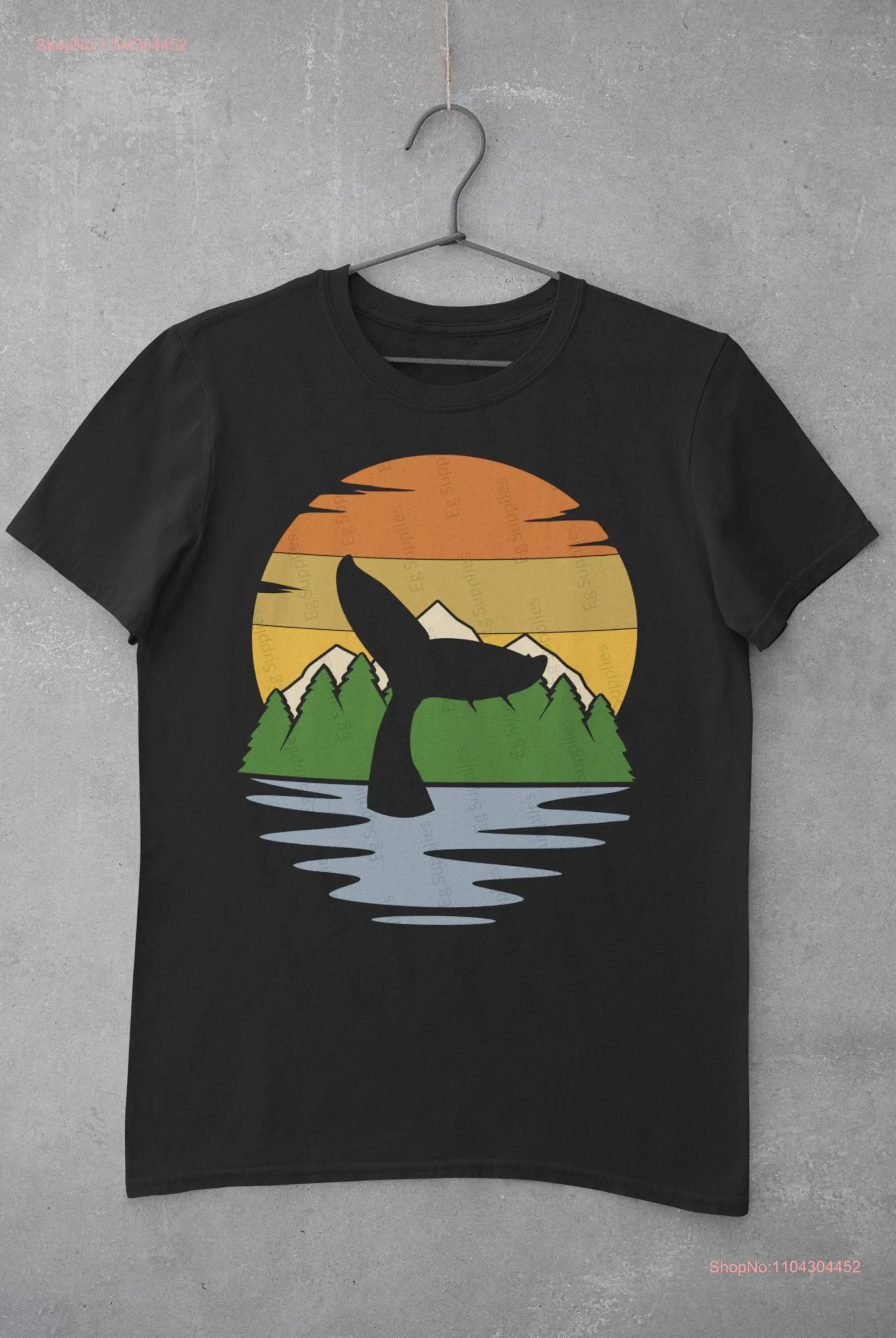 Nautical Ocean Humpback Whale Sunset Classic T Shirt or  long or short sleeves