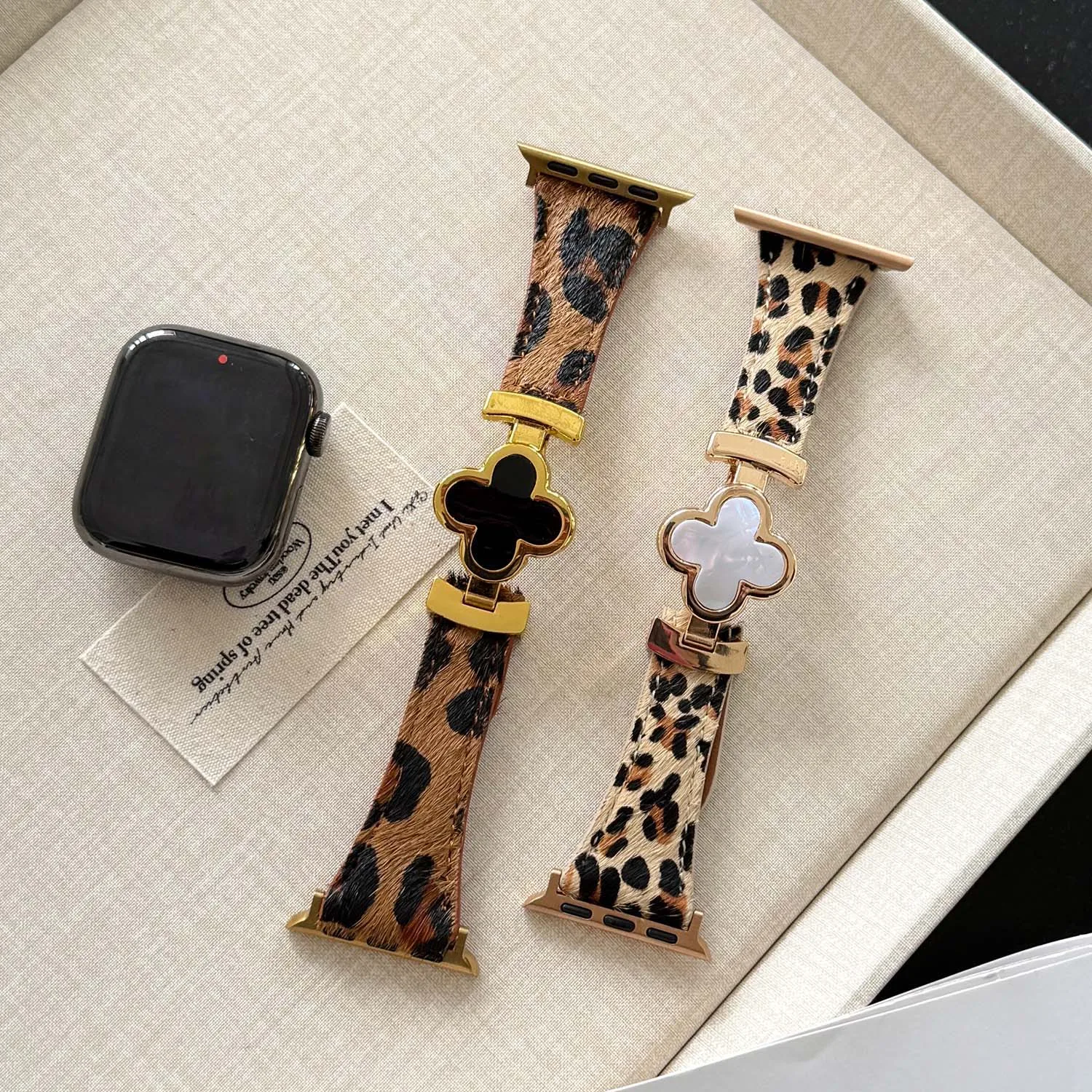 Tali Magnetik Kulit Leopard untuk Apple Watch S11 46/42Mm Ultra 49Mm 45/44/41/40/38Mm Tali Wanita untuk IWatch Full Range S9 S8