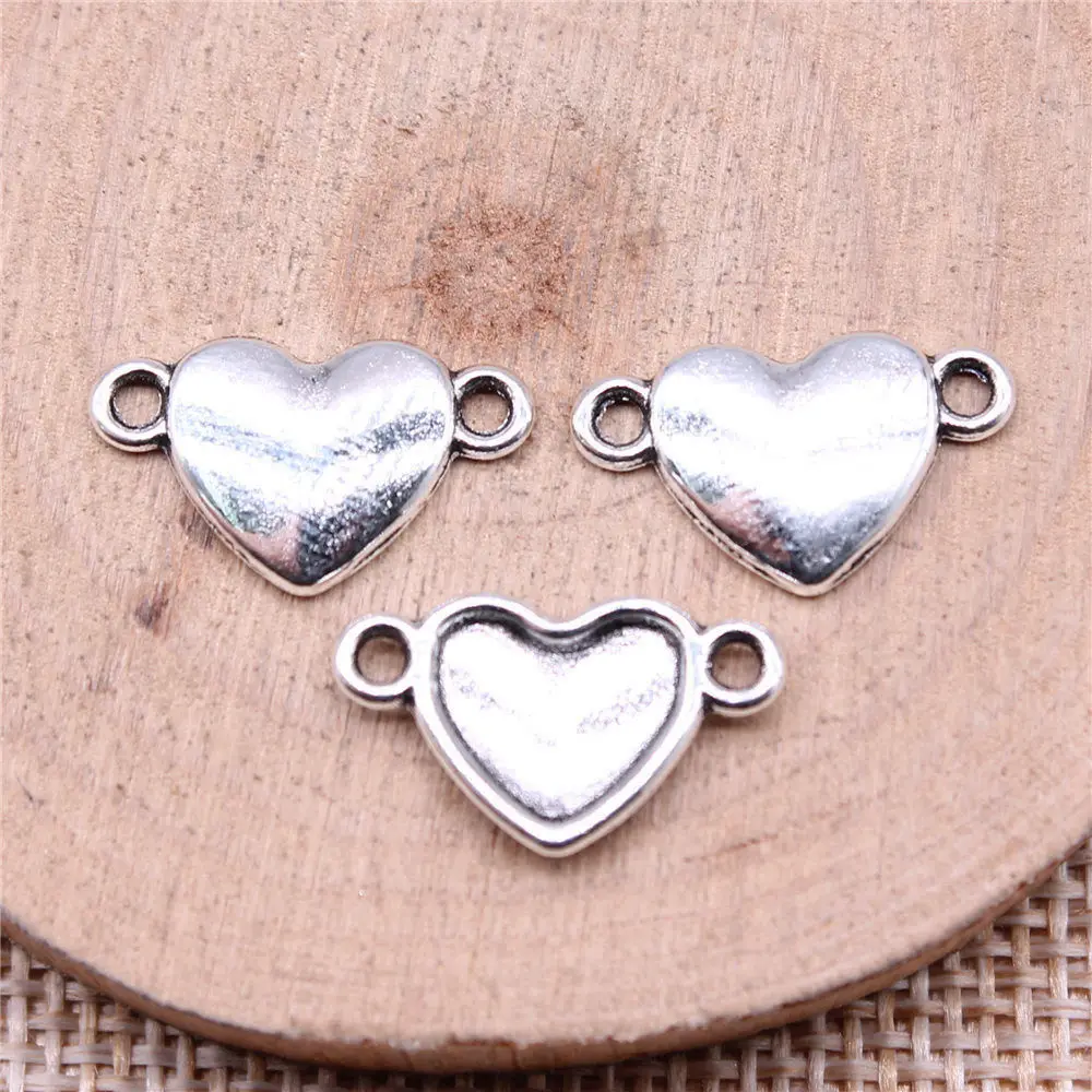 

Bag Charm Heart Connector Charms For Jewelry Making 17x10mm 40pcs