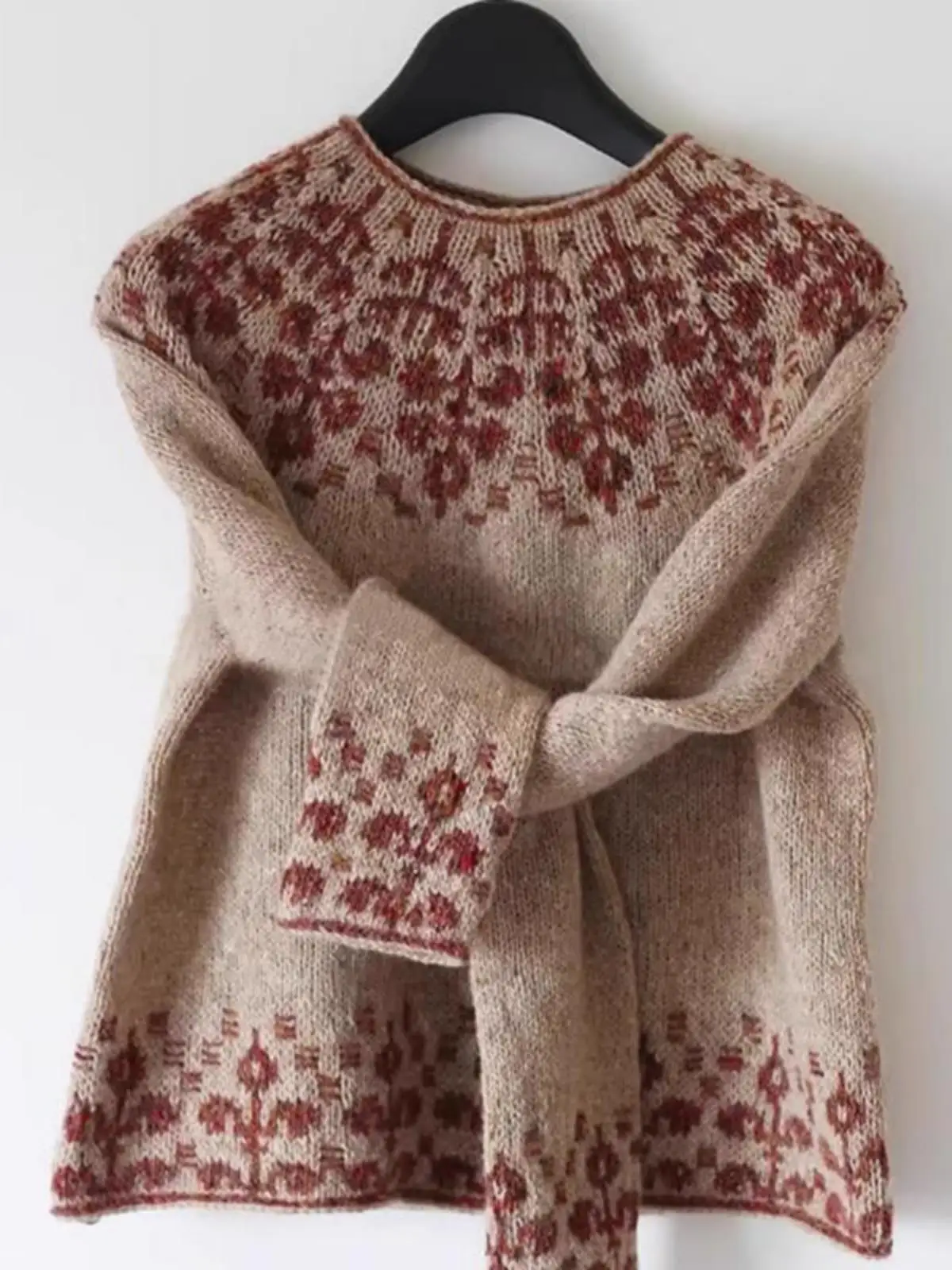 

Светло-бежевый вязаный свитер Jaet, женский осенне-зимний новый Sle, цельный свитер в европейском стиле для тяжелой промышленности