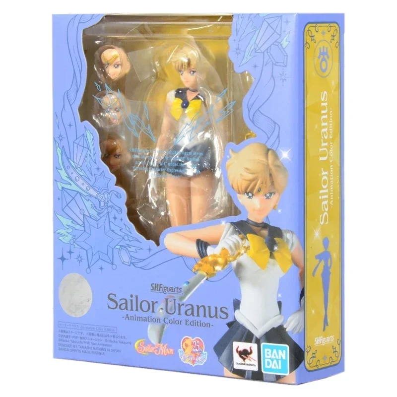 In Stock  Bandai Sailor Moon Figure SHF Tenoh Haruka Uranus Animation Color Genuine Action Anime Figure Model Kit Completed