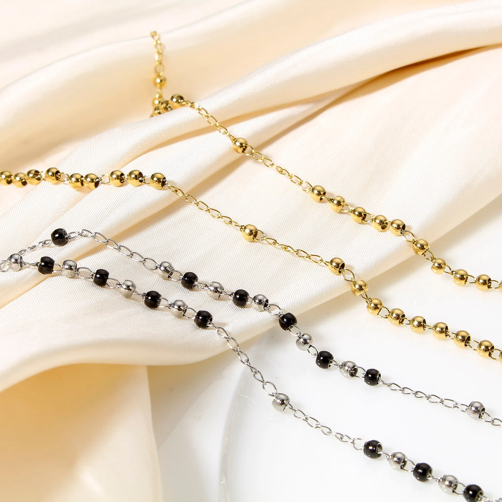 Stainless Steel Religious Link Cable Chain Necklace Cross Virgin Mary Prayer Beads For Women Gifts 49cm(19 2/8\