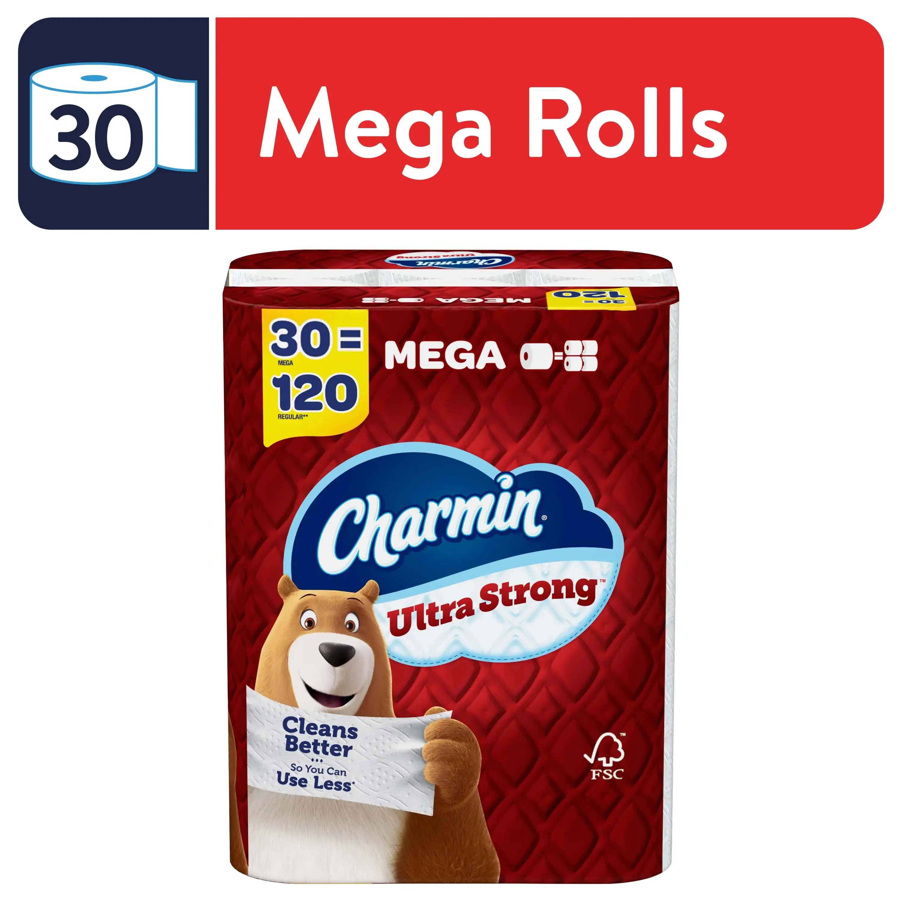 

Сверхпрочная туалетная бумага Charmin Mega Roll, 242 листов в рулоне, 30 шт.