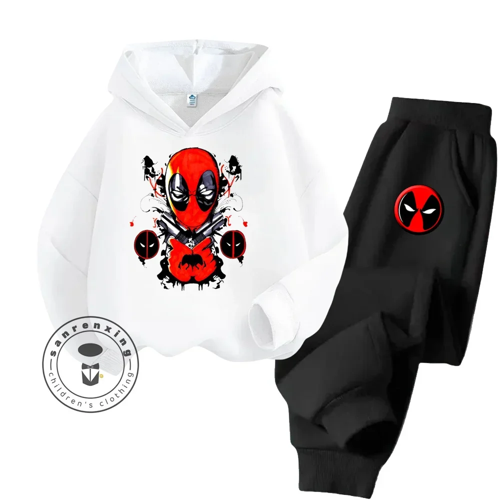 2024 New Cartoon Deadpool Cotton Boys Girls Teen Trendy Hoodie Spring Fall Hooded New Everyday Casual Street Fashion Tracksuit