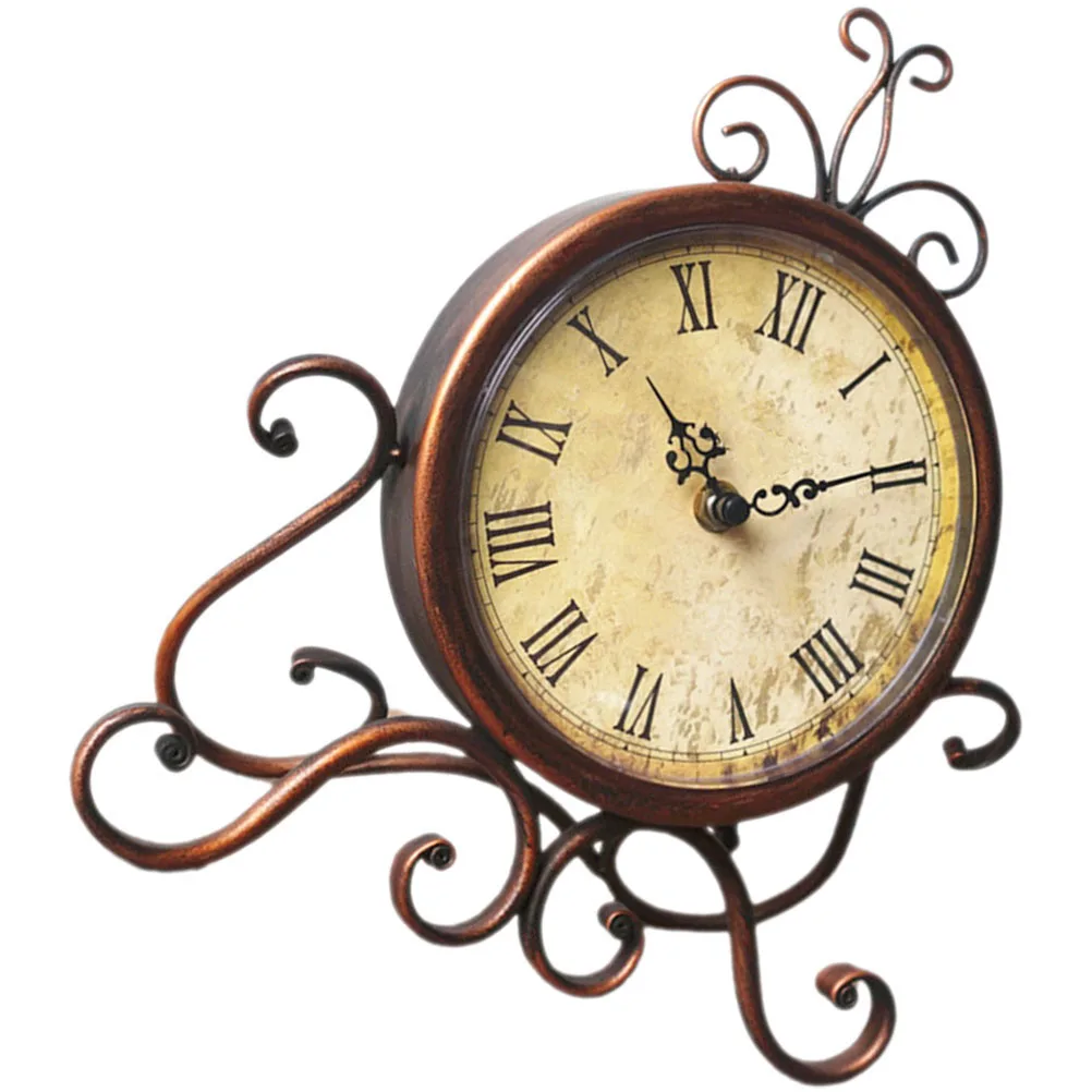 

Retro Vintage Desk Clock Ornament Non-Ticking Decorative European Style Bedroom Office Home Mantel Table Shelf Clocks Living