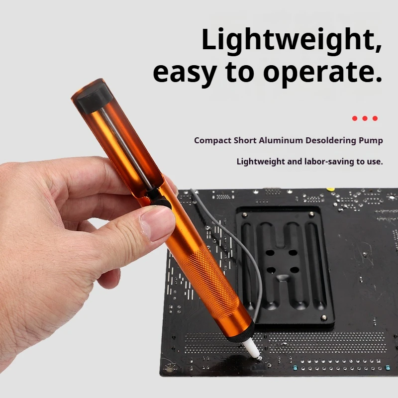Um poderoso ferro de solda de tamanho grande, um ferro de solda manual para remover fio dental de solda e uma ferramenta para dessoldar