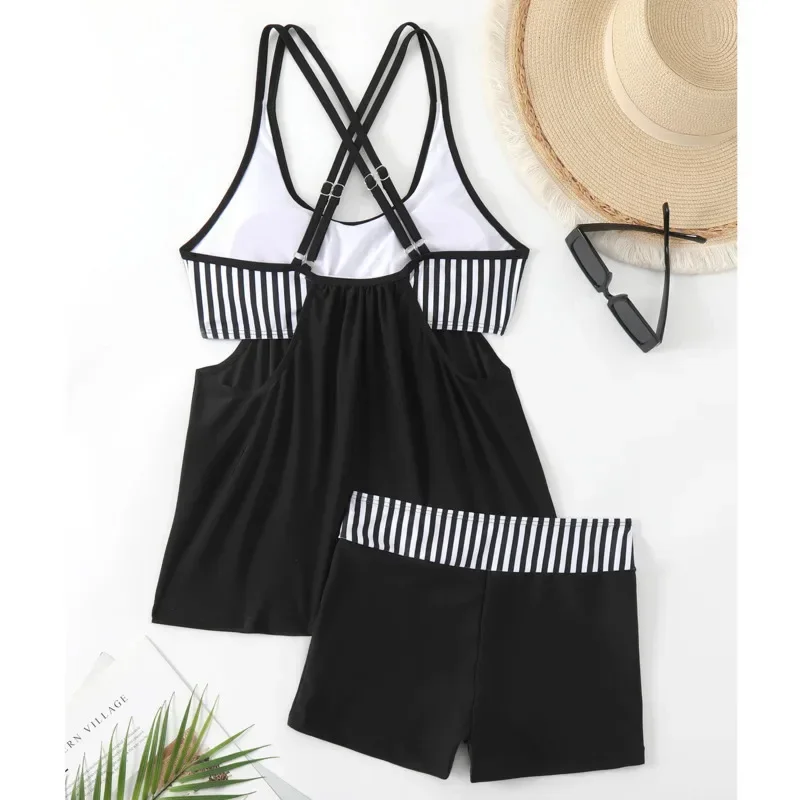 New Swimsuits Black Tankini Sets Female Swimwear Push Up For Beach Wear Two-Piece Bathing Suits Pool Women Swimming Suit 2025