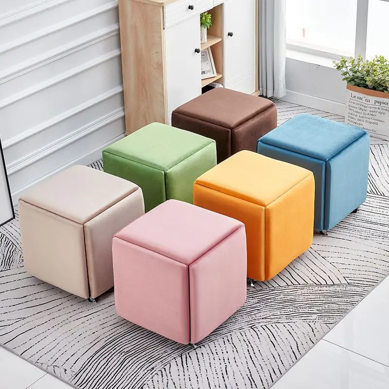 5-in1 Rubik\'s cube stool combination storage living home coffee sofa side stool table space saving furniture Portable chair 46cm