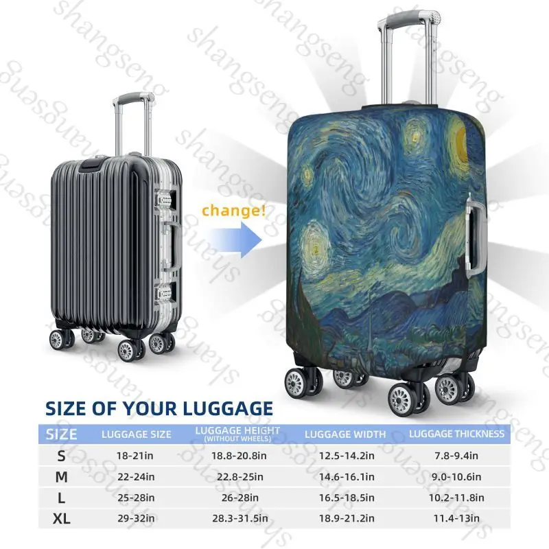 Travel suitcase protective case, suitcase cover, elastic protection, washable Luggage cover, 18-32 in Oil painting art Van Gogh