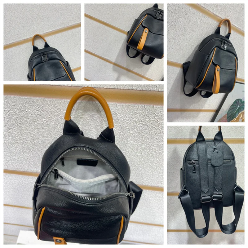 Zaino Casual in vera pelle da donna piccoli sacchetti in vera pelle di mucca borsa da viaggio antifurto da donna di moda