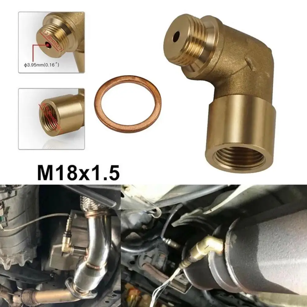 Car Modification Accessories M18 X 1.5 Brass Bend Connection Kit 90 Exhaust Degree Plug Sensor Extension Oxygen Adapter Gas P0D7