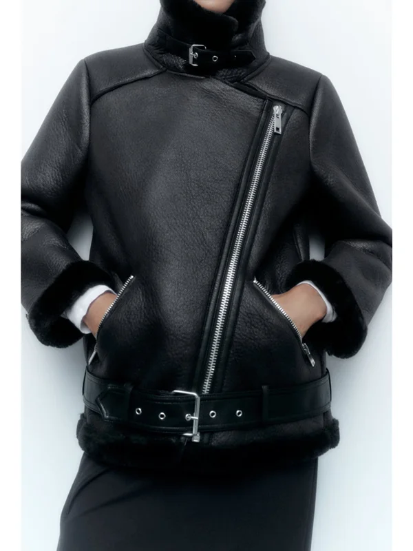 

Новинка осенне-зимнего сезона: женская байкерская куртка из кожи и меха с пэчворком, утепленная, с длинными рукавами и молнией