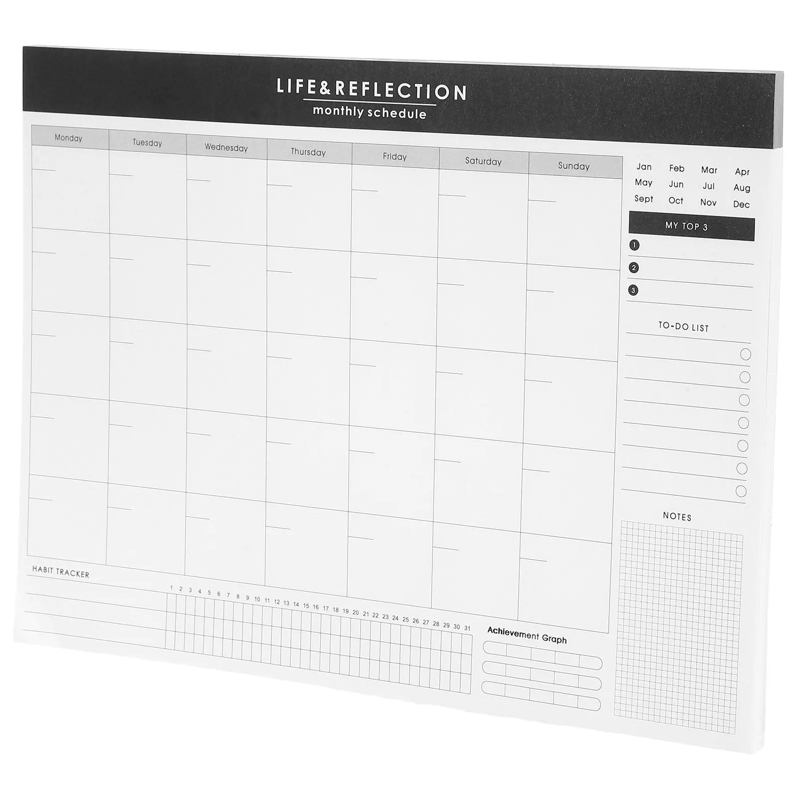 

Ежемесячный календарь-блокнот без дат, минималистичный, с чистыми листами, портативный настольный органайзер для бизнеса, учебы и домашнего использования