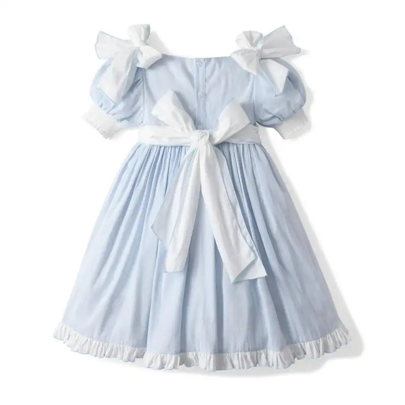 Clibeso 2024 Baby Girl Baptism Dresses Kids Spanish Lace Bow Dress Children Luxury Birthday Clothing Girls Boutique Clothes