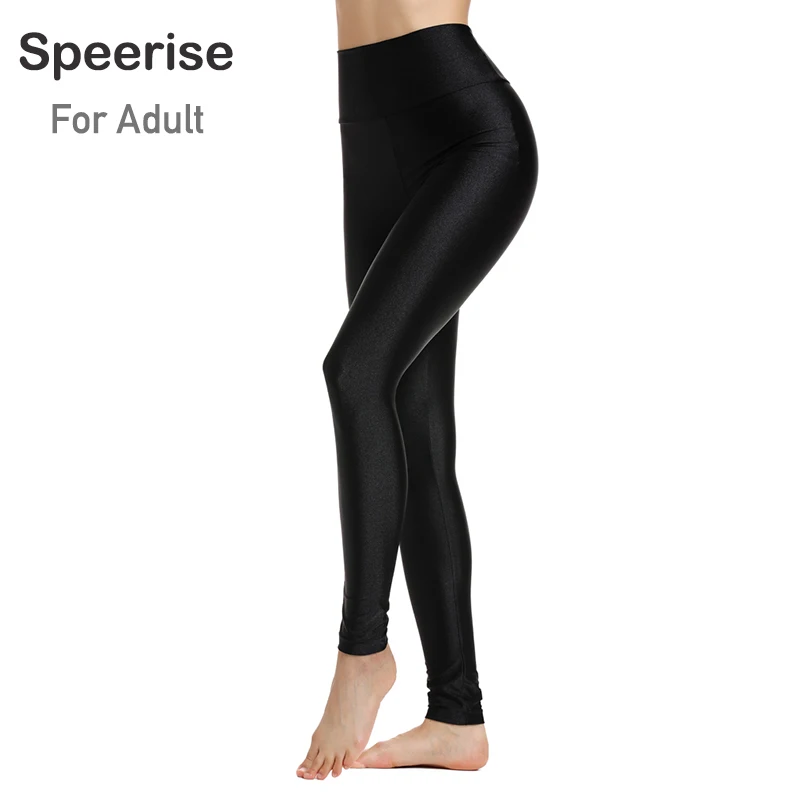 Speerise Naked Feeling Womens High Waist Sports Workout Leggings Gloss Spandex Tights Yoga Pants Elastic Nylon Athletic Trousers