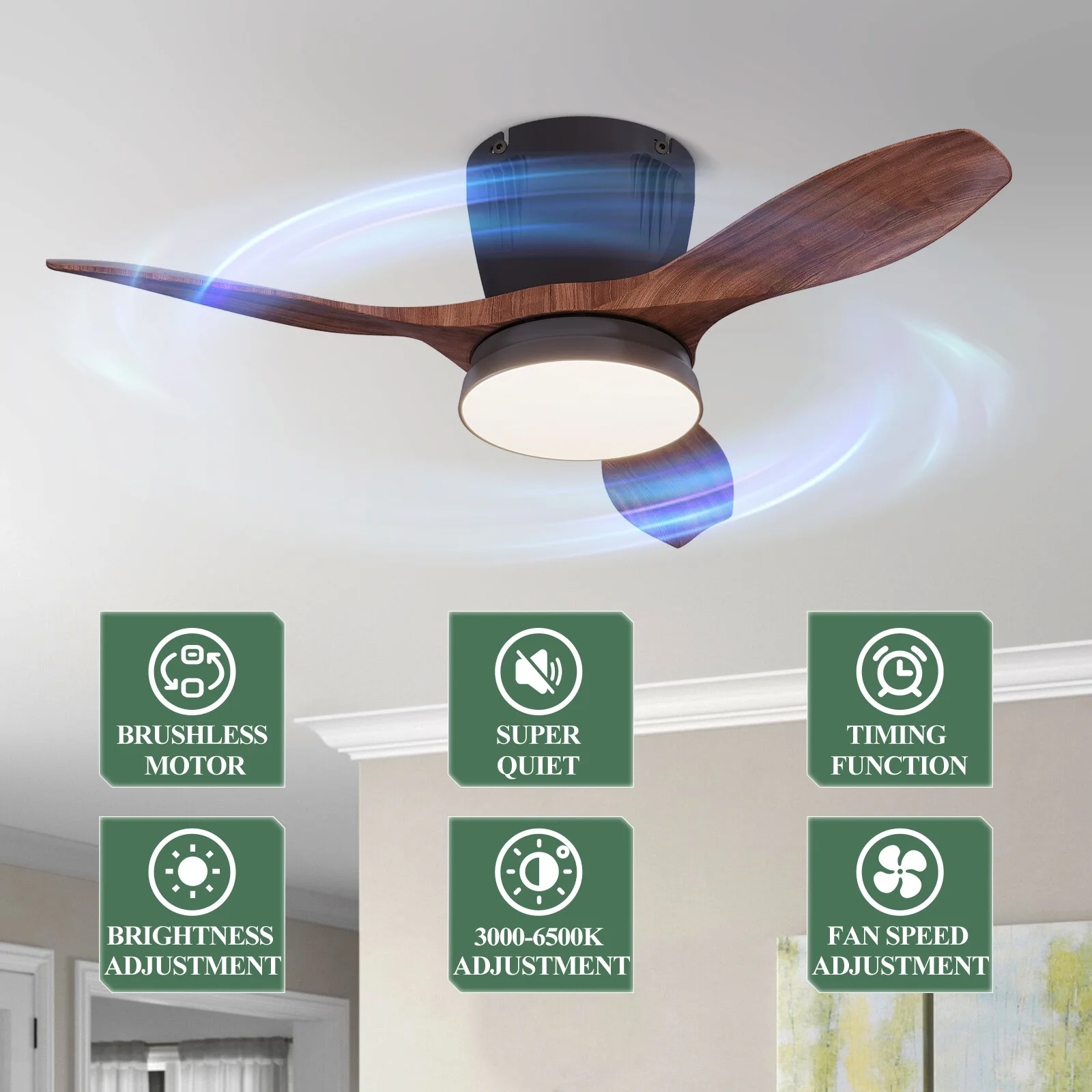 

Minimalist Home Fan Light Nordic Led Living Room Restaurant Silent All-in-one Ceiling Fan Ceiling Lamps for Living Room Bedroom