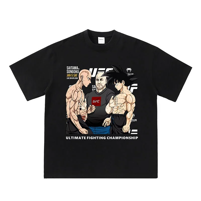 Anime Dragon Ball Goku Puur Katoen Cartoon Plus Size Grappig Vechten Ronde Hals Print Tij T-shirt Retro Zomer Unisex Harajuku