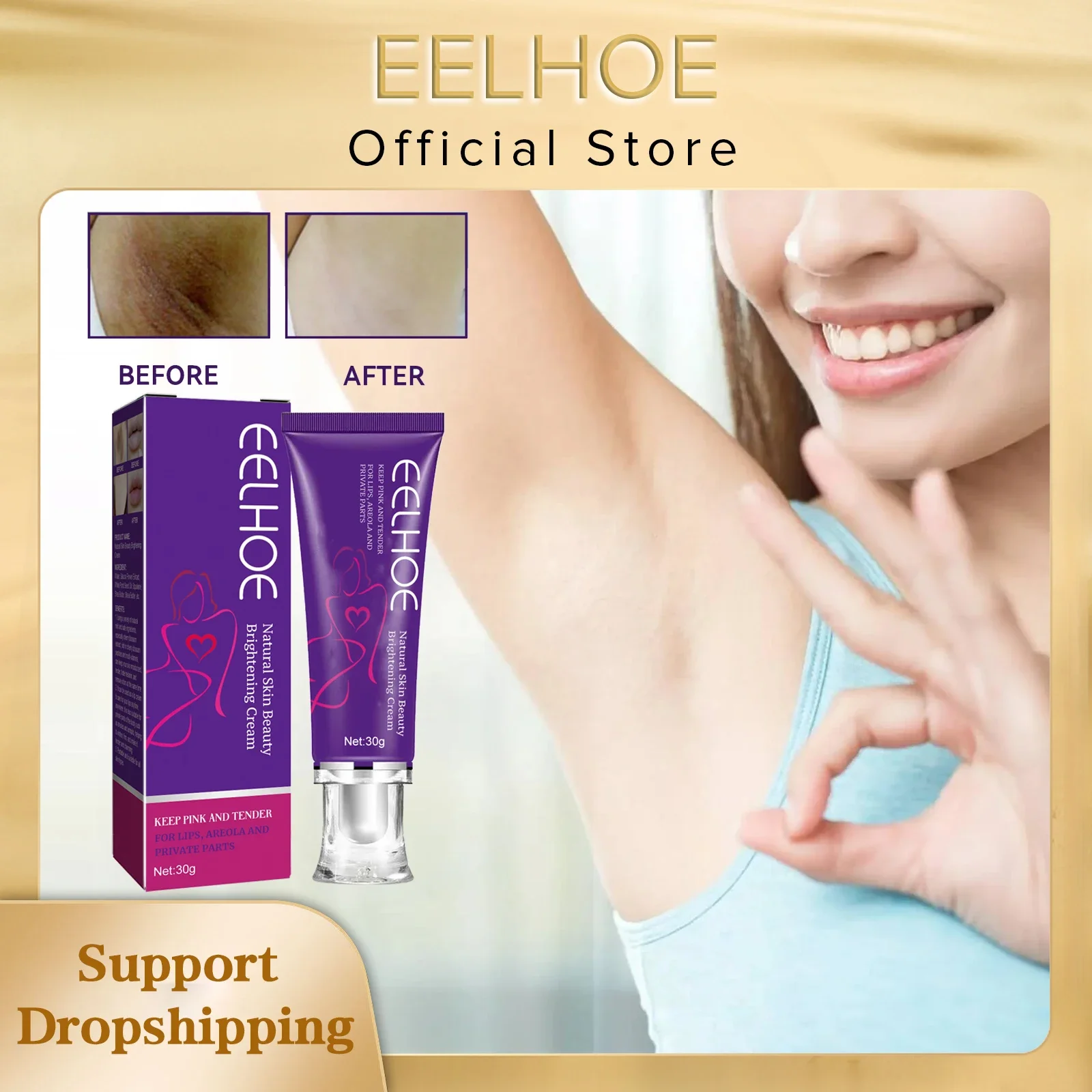 

EELHOE Skin Lightening Cream for Dark Skin Neck Inner Thighs Underarm Elbow Melanin Remove Armpit Knees Black Spots Bleach Cream