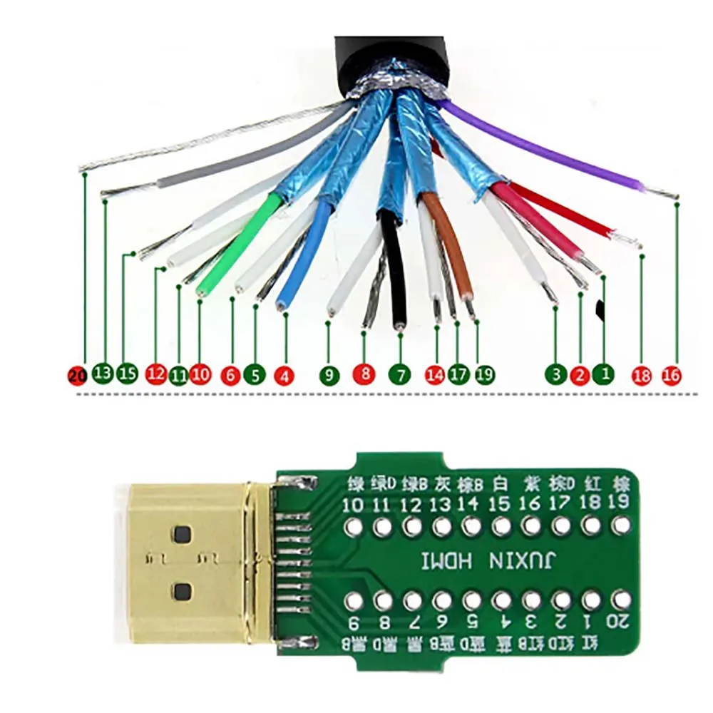 1Pcs HDMI-Compatible 2.0 Connector Male Plug Breakout Terminals Solderless / Soldering Modular Computer TV Video Plug W/ Shell