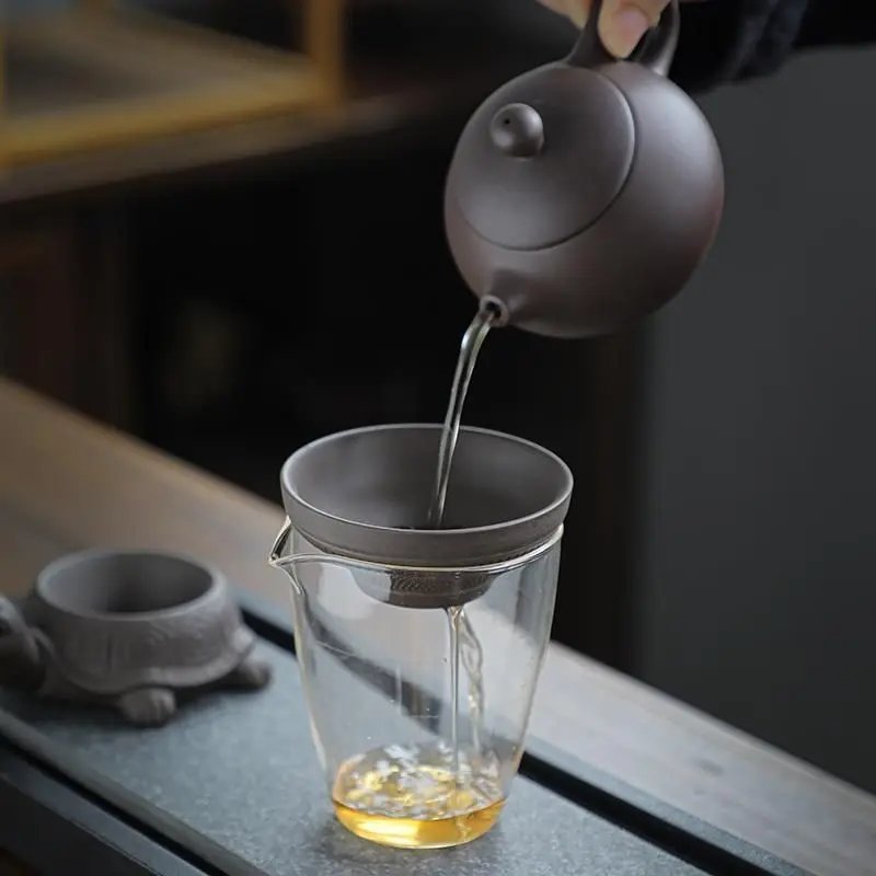 Purple clay tea filter tea filter net tea separator Yixing hundred hole separation tea filter tea accessories