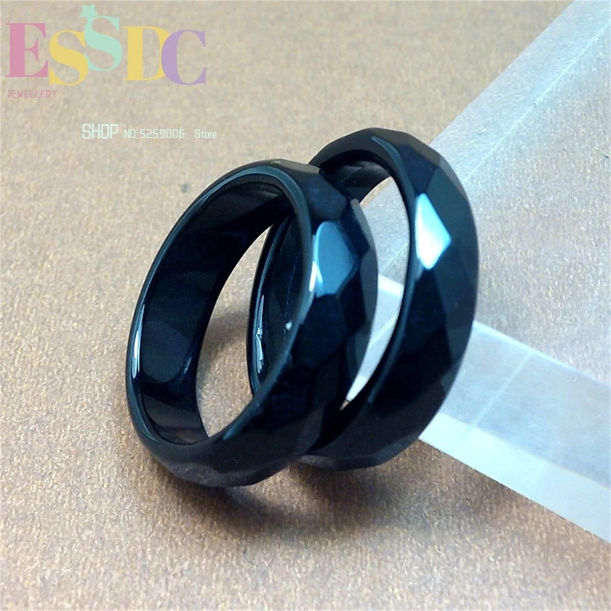 Natural Black Agate Ring Chalcedony Multi Faceted Ink Jade Hand Jewelry  For Men  Women Lovers Charm  Fashion Versatile