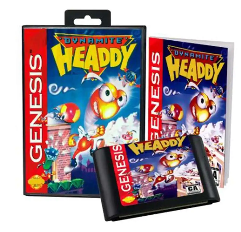 رأس ديناميت مع صندوق ودليل لنظام Genesis لخرطوشة ألعاب Sega MD 16 بت