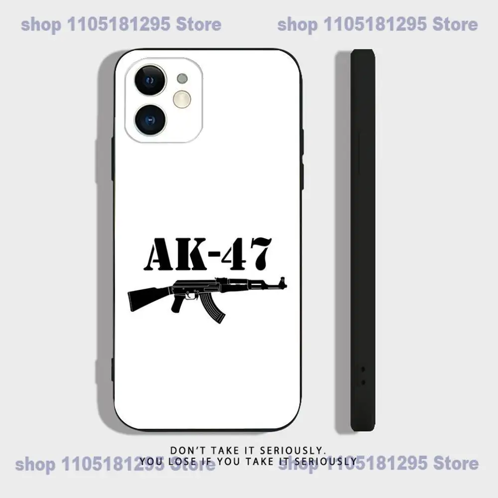 Ak-47 King of Guns Phone Case For iPhone 17,16,15,14,13,12,11,XR,Pro,XS,Max,XR,Plus,Mini Soft Silicone Black Shockproof