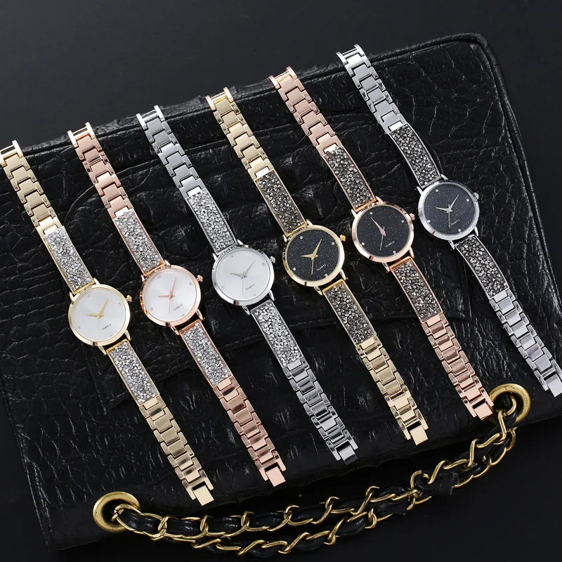 Hot Sale Women Quartz Wristwatches Sparkling Bracelet Strap Watches Fashion and Temperament Starry Sky Dial Wristwatch Wholesale