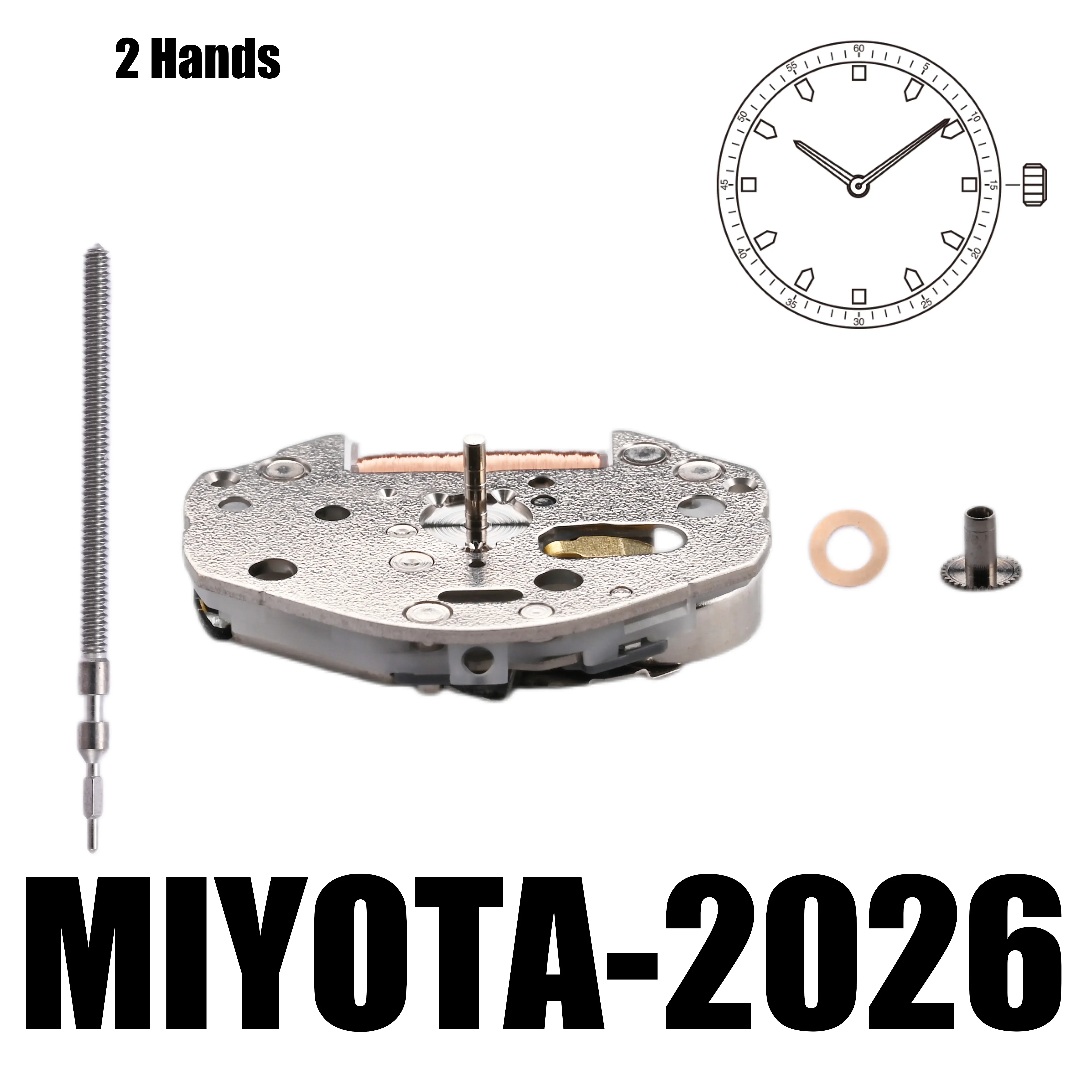 動きミヨタウォッチ移動式、標準時計、2つの手、標準移動式、サイズ6、3、4x8 ''、高さ3.15mm、2026