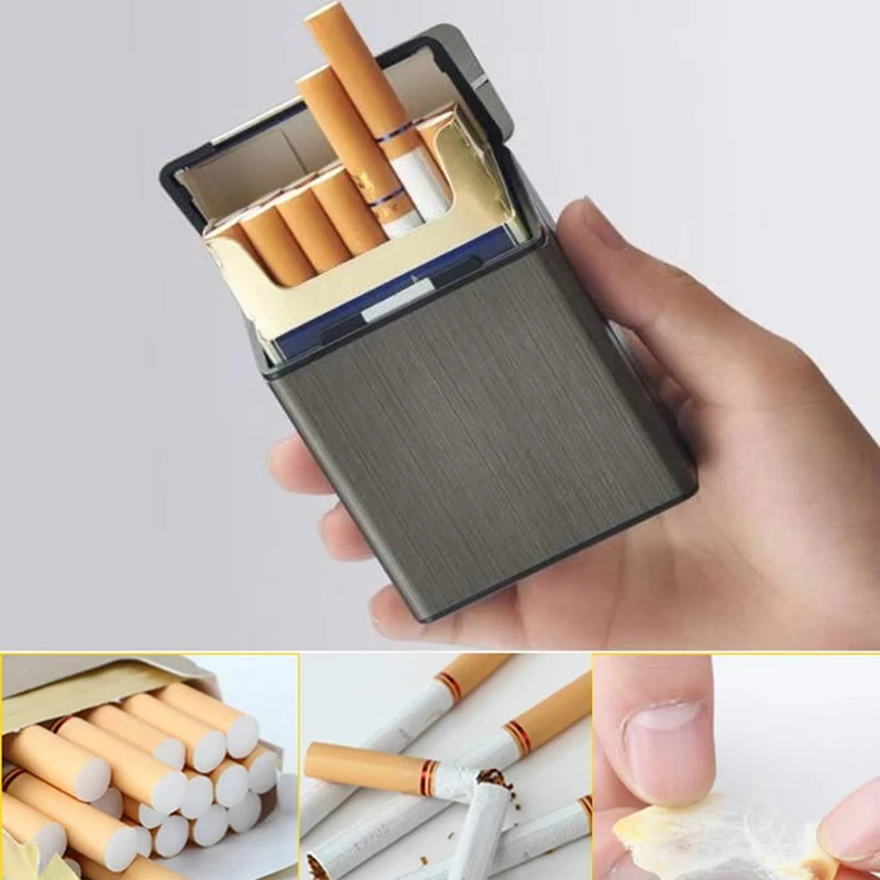 Portable 20pcs Aluminum Cigarettes Case Regular King Size Plastic Cigar Tobacco Holder Box Storage Container Smoking Accessories