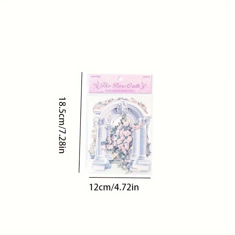 15 Sheets Retro Arch Floral Theme Basic Hand Curtain Decorative Backing Paper