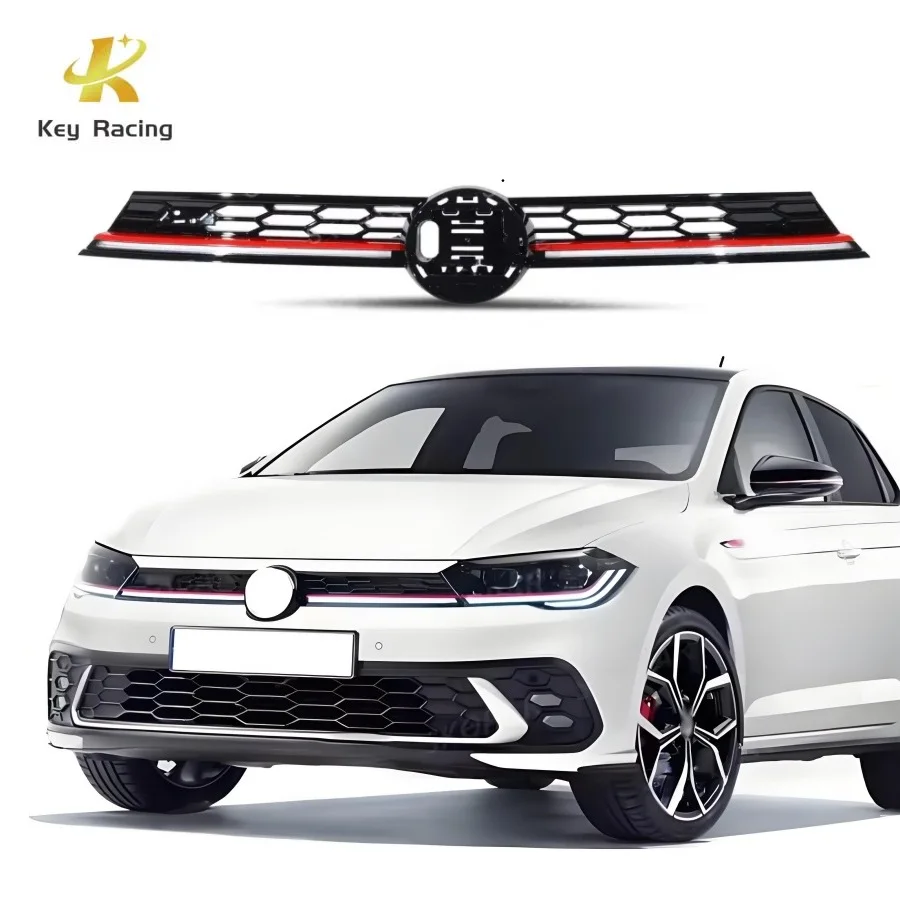 

Front Bumper Grille with LED For Volkswagen POLO GTl 2022-2025 Front LED Grill DRL Daytime Running Light Car Accessories