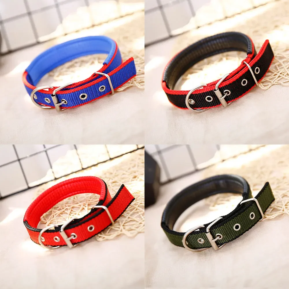 5 size Comfortable Adjustable Nylon Strap Dog Collar For Small And Big Pet Dog Cat Collars 8 Color Red/Blue/Black/Green