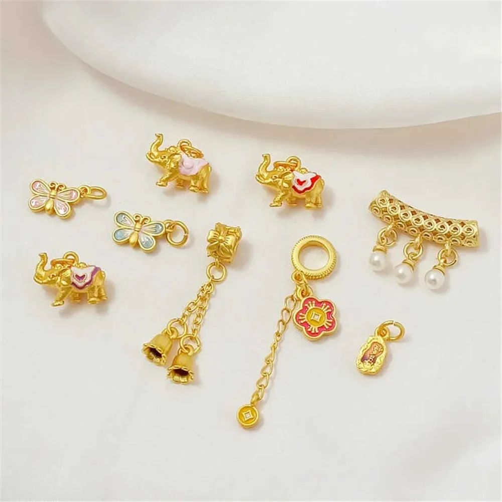 

Sand Gold Inlaid Gold Oil-dripping Butterfly Elephant Pendant Diy Bracelet Necklace Earrings Accessory Materials