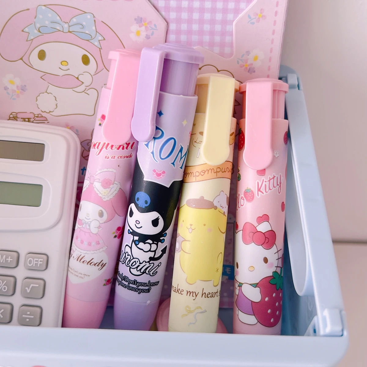 Sanrio Hello Kitty Press Eraser Anime Kuromi Melody Cinnamoroll Cartoon Eraser Kawaii Stationery Gift Office School Supplie